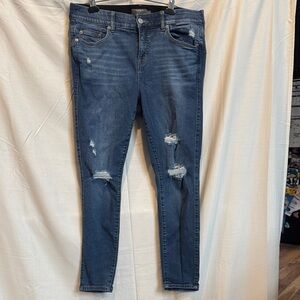 Torrid Medium Blue Ripped Skinny Jeans